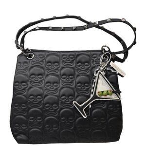 NWT Betsey Johnson XO Mia Skull-Embossed Tote Bag black